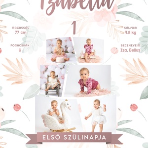 Első születésnapom - Lányos baba poszter - Izabella - művészet - grafika & illusztráció - digitális - Meska.hu