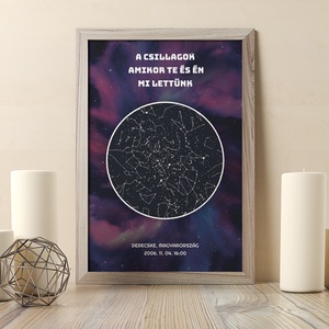 Személyre szabott Csillagtérkép poszter kerettel - Galaxis, Művészet, Grafika & Illusztráció, Digitális, Fotó, grafika, rajz, illusztráció, MESKA
