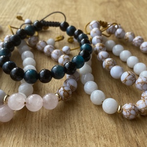 Állítható ásvány karkötő 8mm, Ékszer, Karkötő, Gyöngyös karkötő, Csomózás, Ékszerkészítés, MESKA