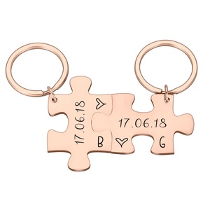 Páros puzzle kulcstartó saját dátummal monogramal - táska & tok - kulcstartó & táskadísz - kulcstartó - Meska.hu