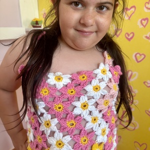 Horgolt virágos felső, Ruha & Divat, Gyerekruha, Babafotózás, Horgolás, MESKA