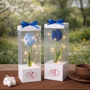 Horgolt Tulipán Díszdobozban-világítós, egyedi ajándék, Otthon & Életmód, Dekoráció, Asztal és polc dekoráció, Asztaldísz, Horgolás, MESKA