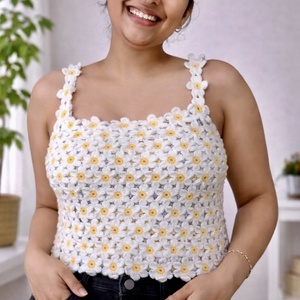 Margaréta felső � horgolt virágmintás nyári top - ruha & divat - női ruha - top - Meska.hu