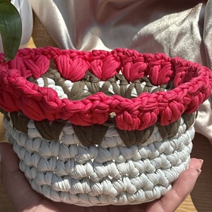 Horgolt tavaszi kosár � húsvéti tojástároló kosár - otthon & életmód - tárolás & rendszerezés - tárolókosár - Meska.hu