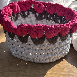 Horgolt tavaszi kosár � húsvéti tojástároló kosár - otthon & életmód - tárolás & rendszerezés - tárolókosár - Meska.hu