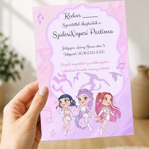 Mesebeli születésnapi meghívók - K-Pop Démonvadászok, Unicornis - otthon & életmód - papír, írószer - meghívó - születésnapi meghívó - Meska.hu