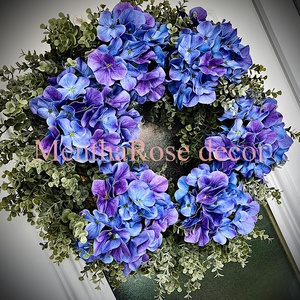 Hortenziás kopogtató ajtódísz - otthon & életmód - virágdekoráció - virágdíszek - dekor koszorúk, kopogtatók - Meska.hu