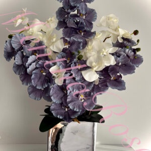 Többszínű orchidea kaspóban, Otthon & Életmód, Virágdekoráció, Virágdíszek, Virágdísz kaspóban, , Többszínű orchidea, mely 6 ágból áll, levéllel és zuzmóval, kb 66 cm magas., MESKA