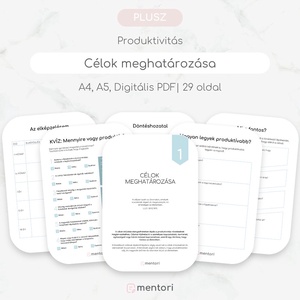 Célok meghatározása - Nyomtatható önfejlesztő munkafüzet, letölthető digitális tervező, Produktivitás, hatékonyság - otthon & életmód - papír, írószer - naptár & tervező - Meska.hu