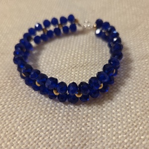 Gyöngyből készült kék karkötő , Ékszer, Karkötő, Gyöngyös karkötő, Gyöngyfűzés, gyöngyhímzés, MESKA