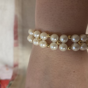 Fehér-arany karkötő  - ékszer - karkötő - gyöngyös karkötő - Meska.hu