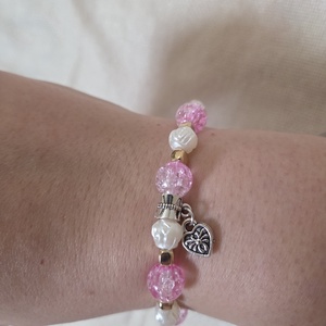 Rózsaszín ragyogás-gyöngy karkötő - ékszer - karkötő - gyöngyös karkötő - Meska.hu