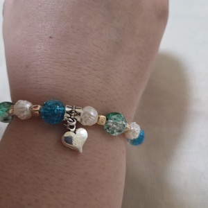 Zöld-kék tavaszi frissesség -gyöngy karkötő - ékszer - karkötő - gyöngyös karkötő - Meska.hu