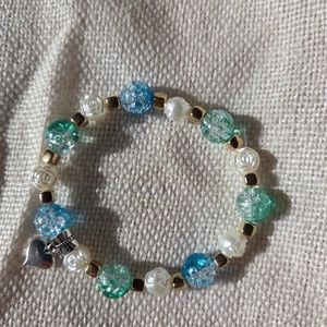 Zöld-kék tavaszi frissesség -gyöngy karkötő - ékszer - karkötő - gyöngyös karkötő - Meska.hu