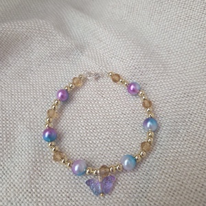 Tavaszi pillangó Ibolya gyöngyből készült karkötő - ékszer - karkötő - gyöngyös karkötő - Meska.hu