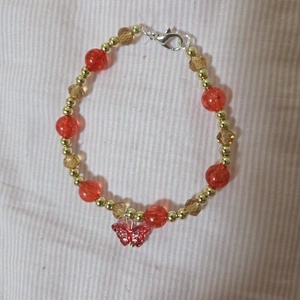 Tavaszi pillangó Pipacs gyöngyből készült karkötő, Ékszer, Karkötő, Gyöngyös karkötő, Gyöngyfűzés, gyöngyhímzés, MESKA