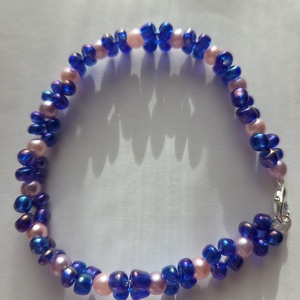 Gyöngyből készült sötétkék karkötő , Ékszer, Karkötő, Gyöngyös karkötő, Gyöngyfűzés, gyöngyhímzés, MESKA