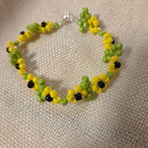 Napraforgó virágos gyöngyből készült karkötő  - ékszer - karkötő - gyöngyös karkötő - Meska.hu