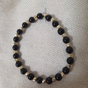 Arany-fekete gyöngyből készült férfi karkötő , Ékszer, Karkötő, Gyöngyös karkötő, Gyöngyfűzés, gyöngyhímzés, MESKA