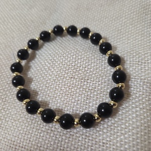 Arany-fekete gyöngyből készült női karkötő , Ékszer, Karkötő, Gyöngyös karkötő, Gyöngyfűzés, gyöngyhímzés, MESKA