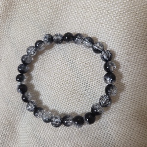 Fekete kristályos karkötő  - Meska.hu