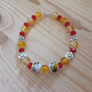 Tavaszi virágos gyöngy karkötő - ékszer - karkötő - gyöngyös karkötő - Meska.hu