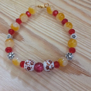 Tavaszi virágos gyöngy karkötő, Ékszer, Karkötő, Gyöngyös karkötő, Gyöngyfűzés, gyöngyhímzés, MESKA