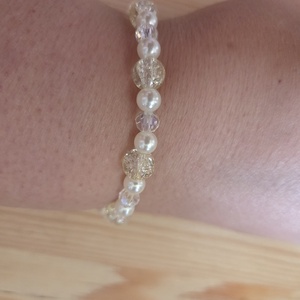 Fehér és sárga karkötő  - ékszer - karkötő - gyöngyös karkötő - Meska.hu