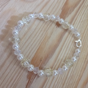 Fehér és sárga karkötő  - ékszer - karkötő - gyöngyös karkötő - Meska.hu