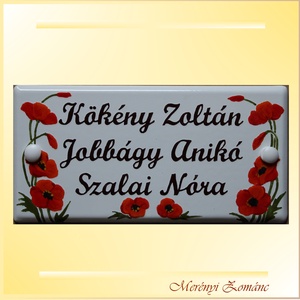 Tűzzománc névtábla., Otthon & Életmód, Ház & Kert, Névtábla, Tűzzománc, Festett tárgyak, MESKA