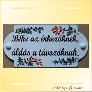 Tűzzománc névtábla., Otthon & Életmód, Ház & Kert, Névtábla, Tűzzománc, Festett tárgyak, MESKA