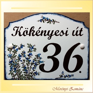 Tűzzománc házszámtábla., Otthon & Életmód, Ház & Kert, Házszám, Tűzzománc, Festett tárgyak, MESKA