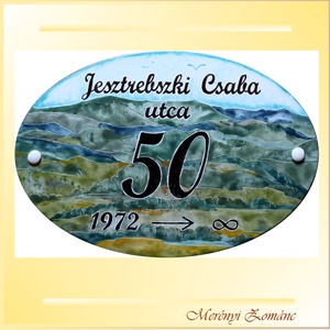 Tűzzománc házszám tábla., Otthon & Életmód, Ház & Kert, Házszám, Tűzzománc, Festett tárgyak, MESKA