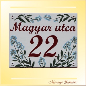 Házszámtábla, utcanévtábla, tűzzománc. - Meska.hu