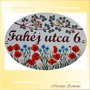 Tűzzománc házszám tábla., Otthon & Életmód, Ház & Kert, Házszám, Tűzzománc, Festett tárgyak, MESKA