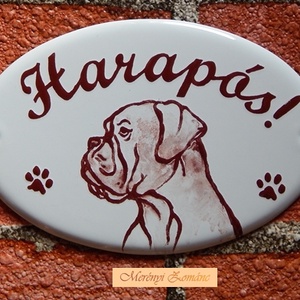 Harapós kutya tábla., Otthon & Életmód, Ház & Kert, Névtábla, Tűzzománc, Festett tárgyak, MESKA