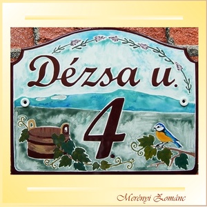 Házszámtábla. Utcanévtábla, tűzzománc., Otthon & Lakás, Ház & Kert, Házszám, Tűzzománc, Festett tárgyak, Meska