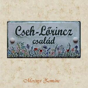 Tűzzománc névtábla., Otthon & Életmód, Ház & Kert, Névtábla, Tűzzománc, Festett tárgyak, MESKA