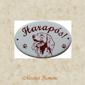 Harapós kutya tábla., Otthon & Életmód, Ház & Kert, Kutyatábla, Tűzzománc, Festett tárgyak, MESKA