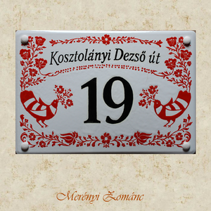 Tűzzománc házszámtábla. A megrendelő terve alapján készült. - Meska.hu