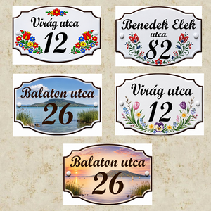 Tűzzománc házszám tábla. Mintatábla, ötletek erre a formára. - otthon & életmód - ház & kert - házszám - Meska.hu
