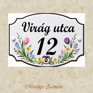 Tűzzománc házszám tábla. Mintatábla, ötletek erre a formára. - Meska.hu