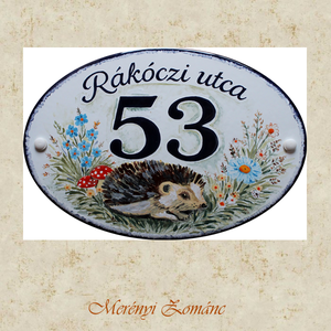 Tűzzománc házszámtábla. A megrendelő terve alapján készült., Otthon & Életmód, Ház & Kert, Házszám, Tűzzománc, Festett tárgyak, MESKA