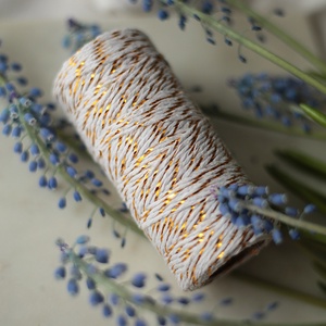 Arany-fehér bakers twine / pékzsineg  45 m (másolat), Esküvő, Meghívó & Kártya, Meghívó, , MESKA