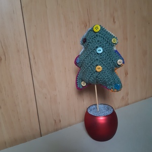 Horgolt karácsonyi asztaldísz kaspóval - karácsony - adventi díszek - adventi asztaldísz - Meska.hu