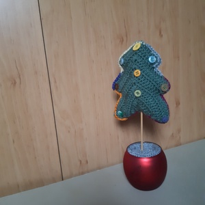 Horgolt karácsonyi asztaldísz kaspóval, Karácsony, Adventi díszek, Adventi asztaldísz, Horgolás, MESKA