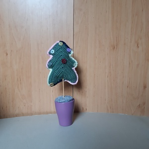 Horgolt karácsonyi asztaldísz kaspóval - karácsony - adventi díszek - adventi asztaldísz - Meska.hu