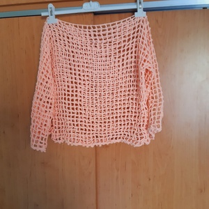 kézzel horgolt hálós, hosszú ujjú felső - Meska.hu