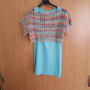 kézzel horgolt hálós, cropp top  - ruha & divat - női ruha - top - Meska.hu