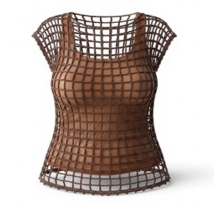 horgolt hálós, ujjatlan felső  - ruha & divat - női ruha - tunika - Meska.hu